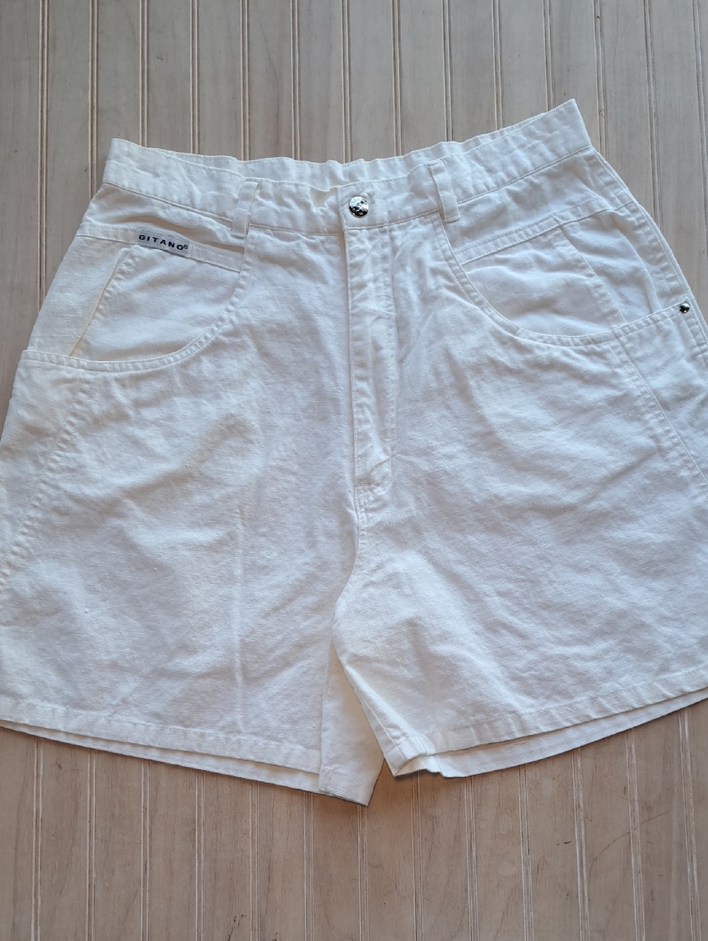 Vintage Gitano High Rise Ramie Cotton 90's Winter White Casual Classic Shorts